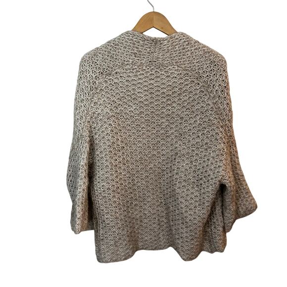 Elsamanda Wool Blend Cream Open Chunky Knit Cardigan Crop Drop Shoulder Italy S - Picture 3 of 5